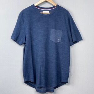 SOL ANGELES Pocket T Shirt Size L Navy Blue Thermal Knit Minimalist Casual Retro